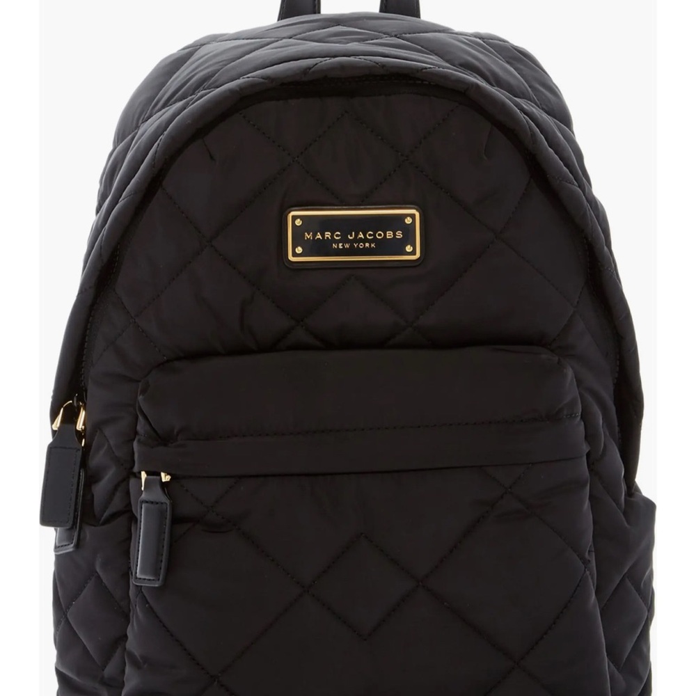 Marc Jacobs Black Quilted Backpack with Gold Accents